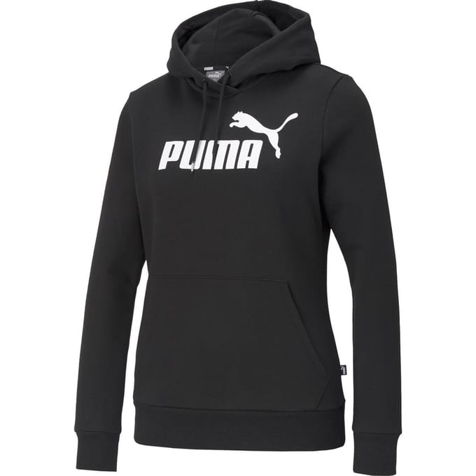 PUMA - Maat M ESS Logo Hoodie FL Dames Trui - Zwart