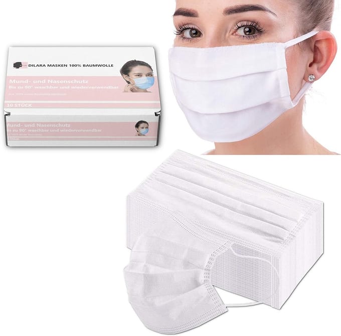 Set van 10 herbruikbare katoenen mondmaskers