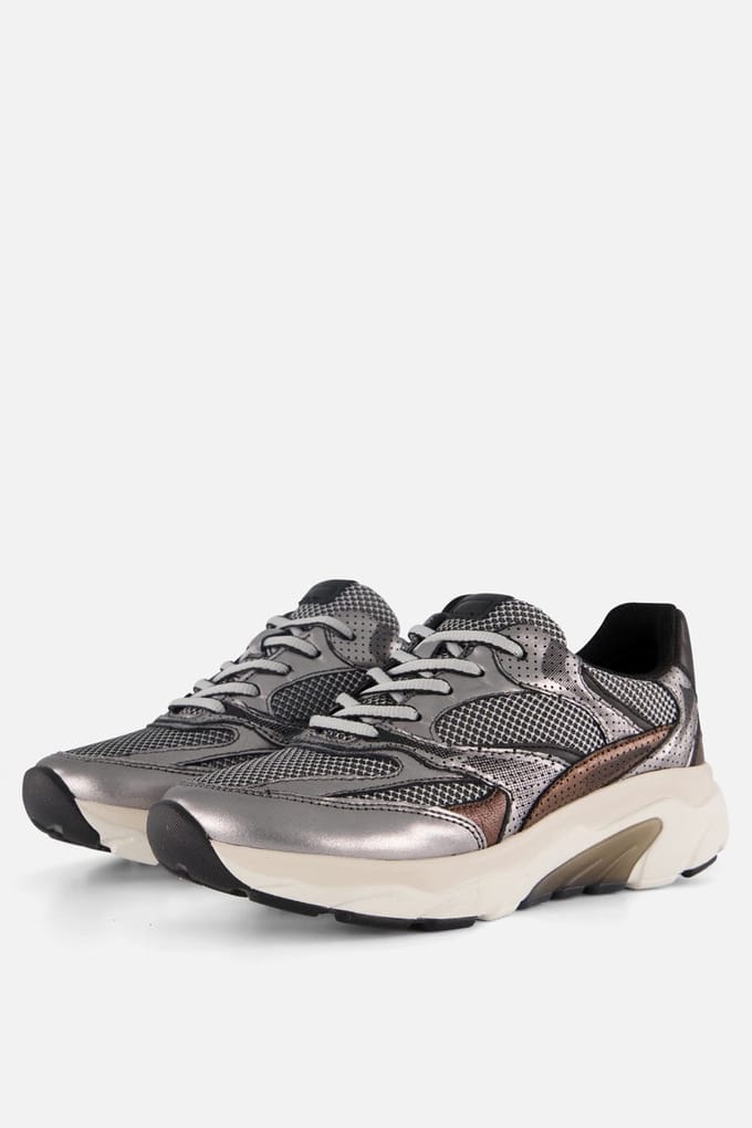 Gabor Rollingsoft Sneakers zilver Textiel - Dames