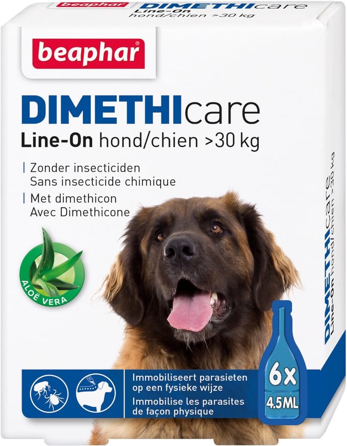 Beaphar Dimethicare Line-On Hond - Anti vlooien en tekenmiddel - Van 30kg