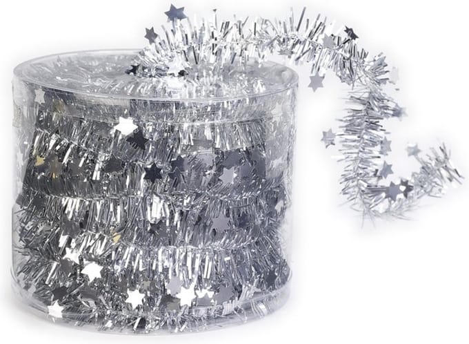 Kerstslinger dun - zilver - 3,5 x 700 cm - Guirlande folie - kerst versiering