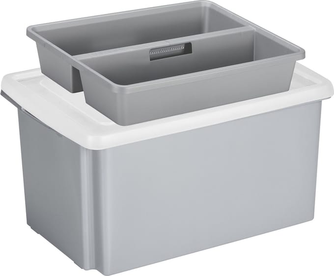 Sunware opslagbox 51 liter grijs 59 x 39 x 29 cm met deksel en organiser tray