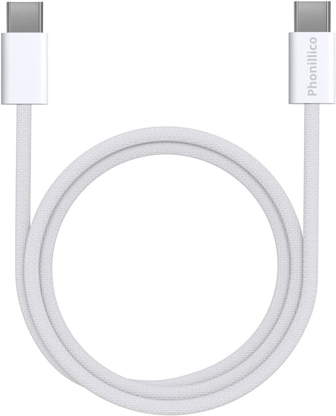 USB C naar USB C Nylon Gevlochten Kabel Wit - 2 meter - Oplaadkabel voor 18 DUO / 18 PRO MAX / 18 PRO / 17e / 17 / iPhone 17 AIR / iPhone 17 PRO / iPhone 17 PRO MAX