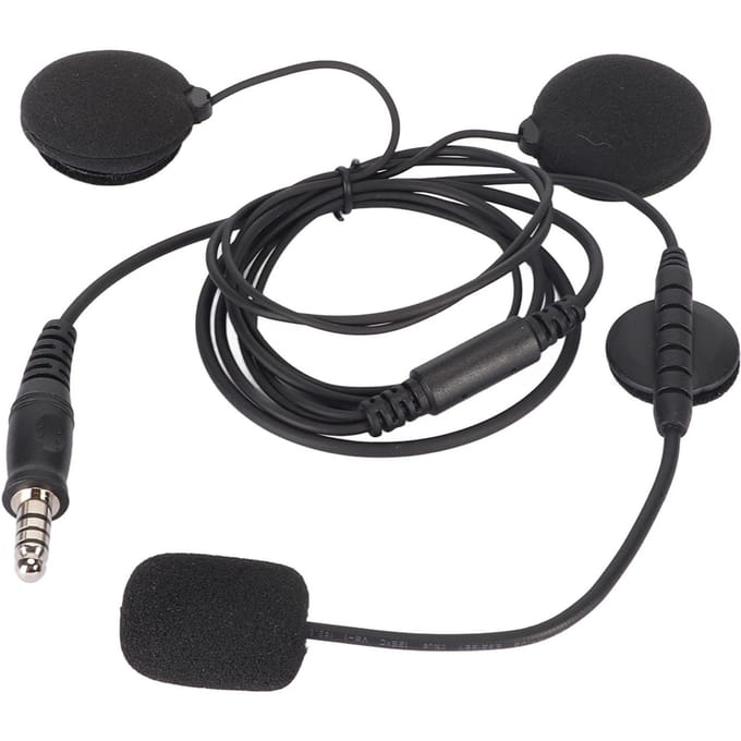 Motorhelm Integraal Oortje Microfoon 7.1mm Plug Portofoon Walkie Talkie Motorfiets Headset black