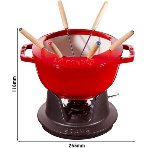 STAUB SPECIALITIES - Fondue set - Ø 200mm - gietijzer - kersenrood