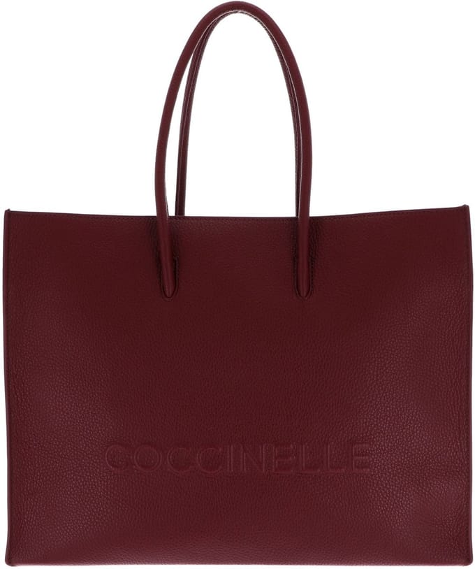 COCCINELLE Leren schoudertas Maxi Log Handbag Grained Leather Ribes (rood)paars