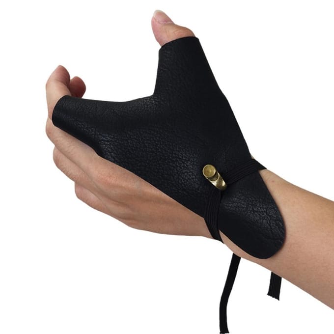 Boogschieten Handbeschermer Leer Schiet Handschoen voor Linker Hand zwart