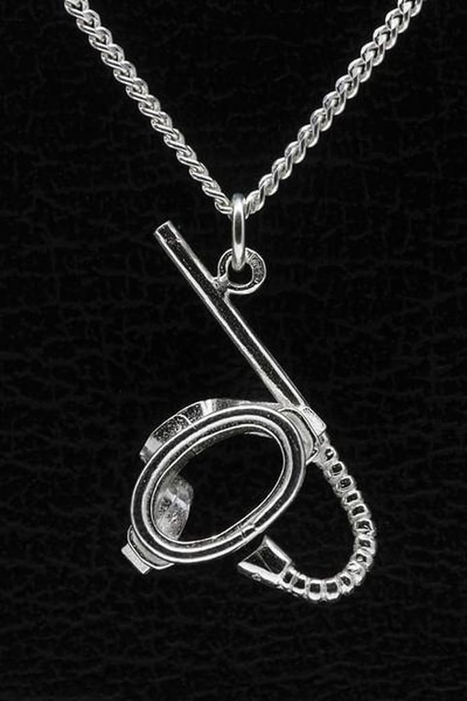Zilveren Duikbril met snorkel ketting hanger