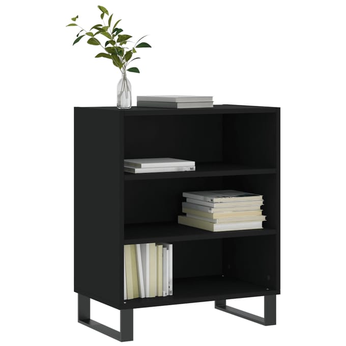 vidaXL - Dressoir - 57x35x70 - cm - bewerkt - hout - zwart