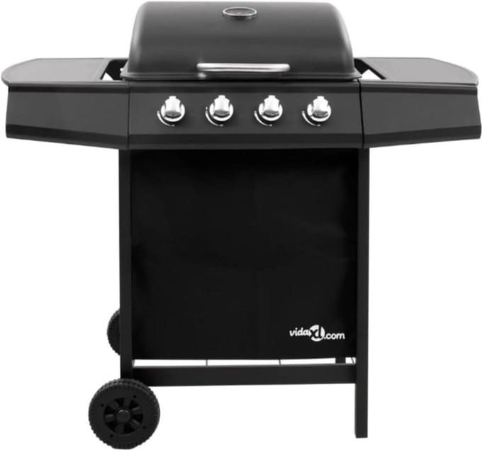 Gasbarbecue-grill met 4 branders zwart