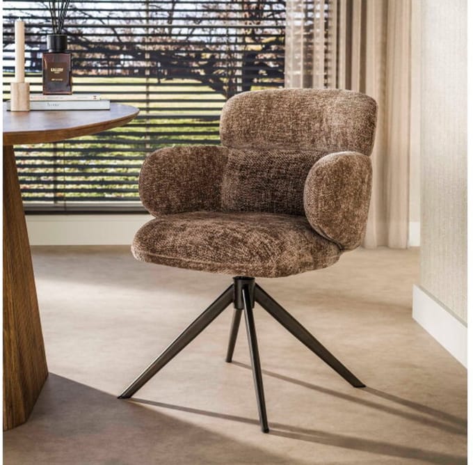 Armstoel Flex draaibaar VPE2 - Hoven champagne-bruin - eetkamerstoelen set van 2