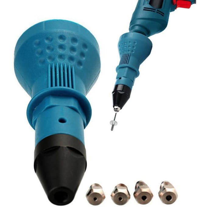 Elektrische Klinkpistool Adapter Boor Klinkhamer Klinkgereedschap Accuboormachine Insert Moer voor Blind 2.4 Tot 4.8mm blauw