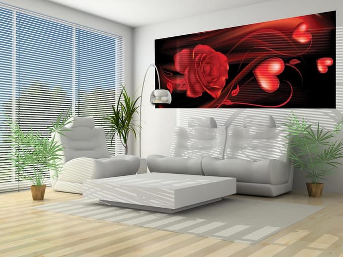 Heart Rose Abstract Photo Wallcovering