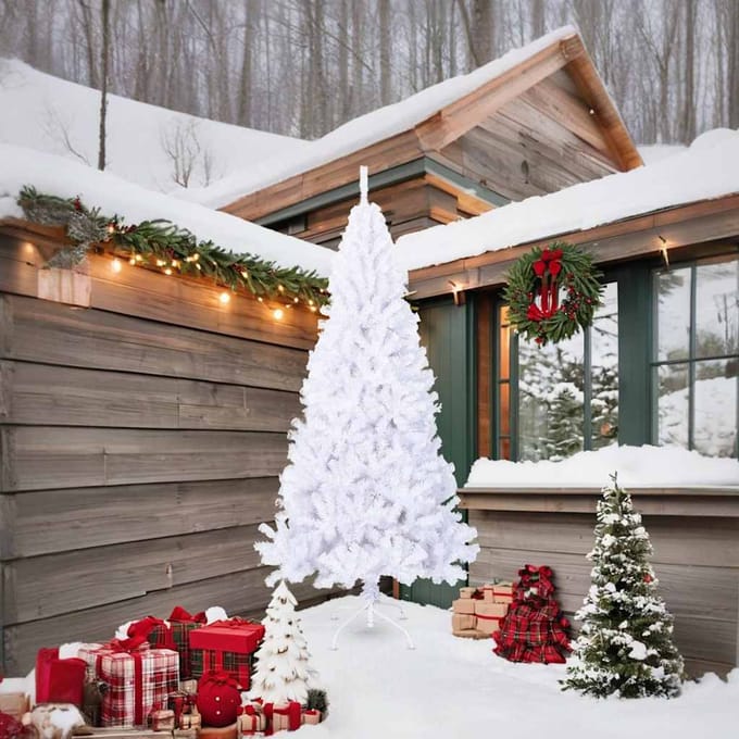 vidaXL - Kunstkerstboom - met - dikke - takken - 210 - cm - PVC - wit