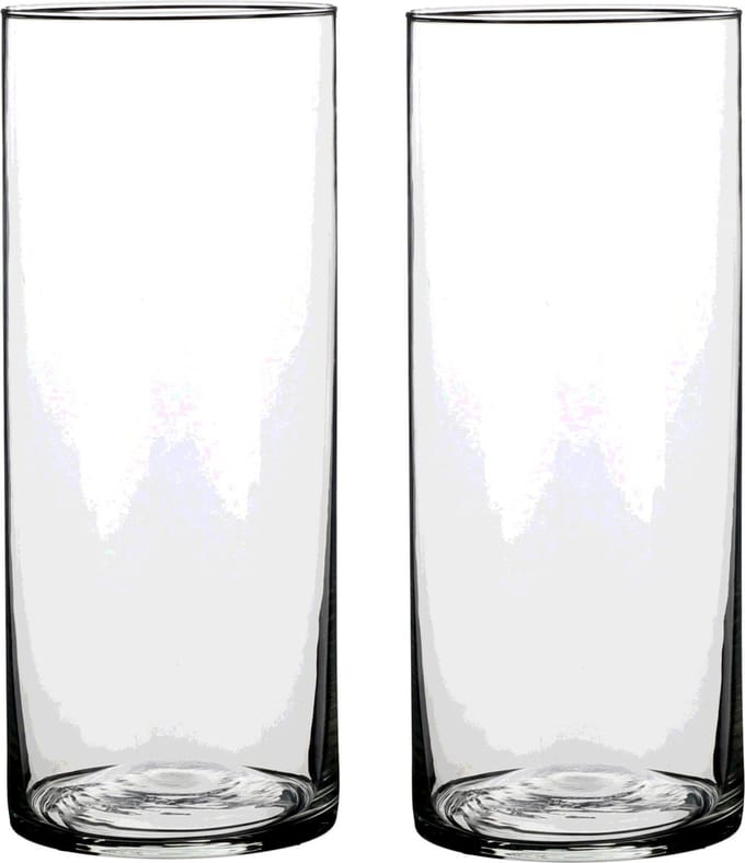 Mica Decorations Vaas - 2x - cilinder - helder glas - D12 x H25 cm - Bloemenvaas