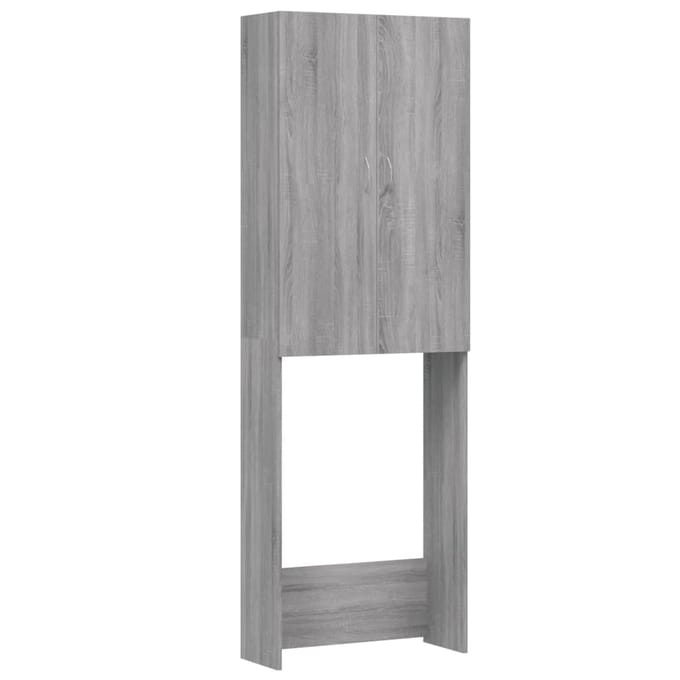 vidaXL - Wasmachinekast - 64x25,5x190 - cm - grijs - sonoma - eikenkleurig