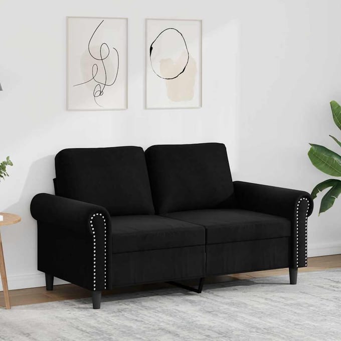 vidaXL - Tweezitsbank - 120 - cm - fluweel - zwart