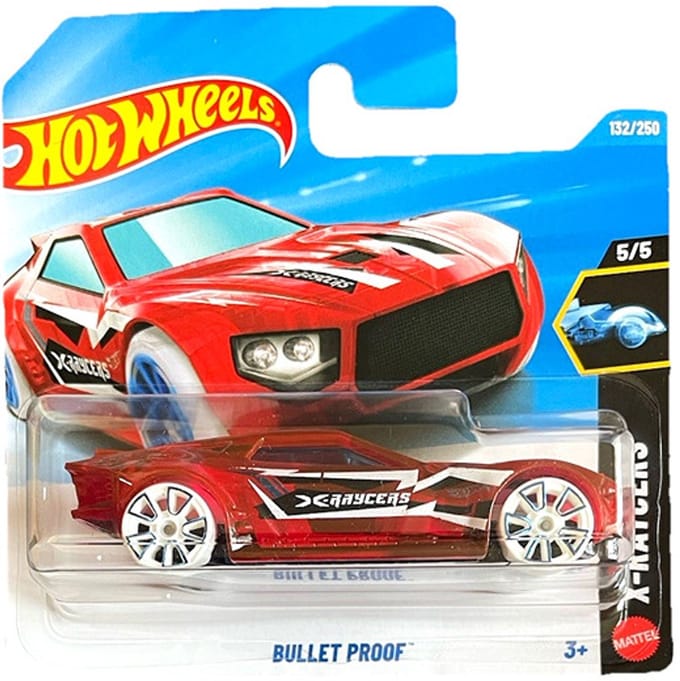 HOT WHEELS BULLET PROOF TRANSPARANT RED132/250 X-RAYCERS HW 5/5 SHORT CARD 2026