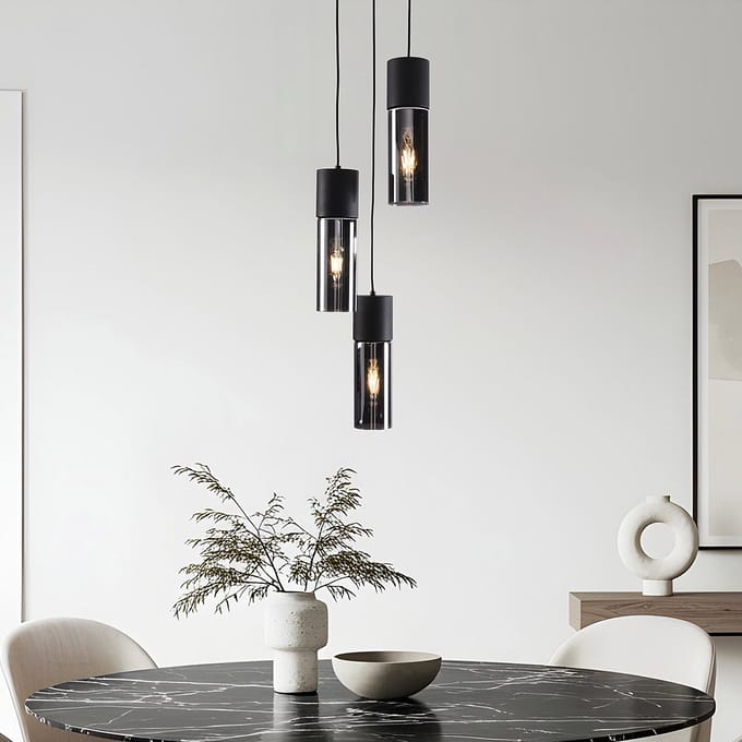 LumenXL 3-lichts moderne hanglamp - smoke glas - Ela
