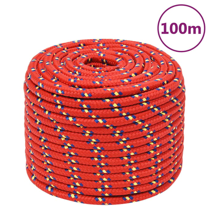 vidaXL - Boottouw - 12 - mm - 100 - m - polypropyleen - rood