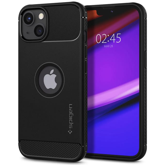 Spigen Rugged Armor Backcover voor de Apple iPhone 13 - Zwart