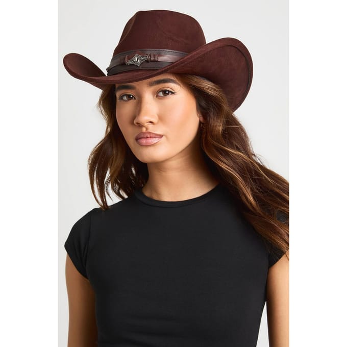 boohoo Dames Western Cowboyhoed Met Studs | Chocoladebruin