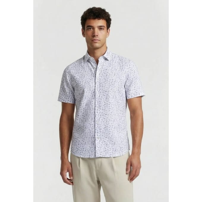 French Connection Mid Flower S/s T Mid Blue Flower Taglia: S | Camicie Business Outlet | Uomo | Blu