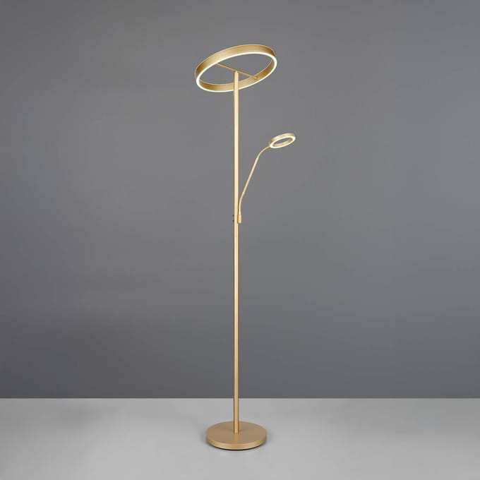 Trio Lighting Willis LED vloerlamp, goud, hoogte 180 cm, metaal, CCT, dimmer