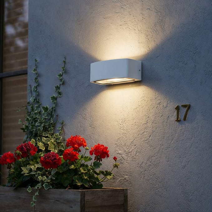 Ideal Lux buitenwandlamp Andromeda, wit, breedte 22 cm, aluminium