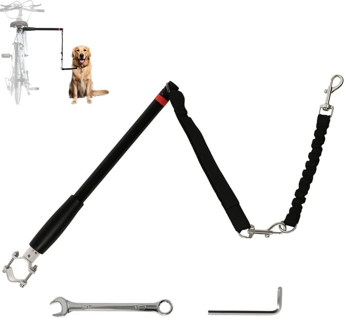 PawHut fietslijn voor honden – staal, polyester – 124x2x2 cm – zwart