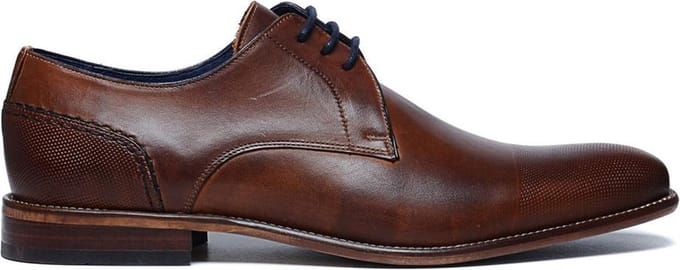 Manfield - Heren - Cognac veterschoenen - Maat 47