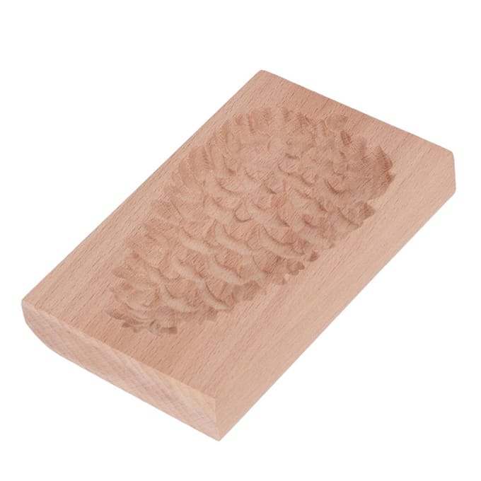 Houten koekjesvorm van beukenhout, herbruikbare, wasbare koekjespers, stempelvorm voor het bakken in de keuken, dennenhout beige