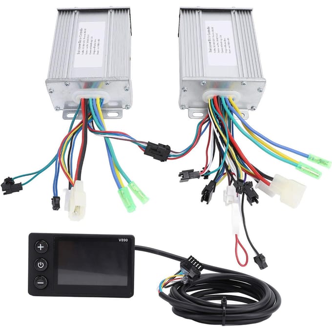 2 STUKS 36V 48V 60V 450W 23A Elektrische Fiets Controllers Aluminiumlegering Dubbele Aandrijving Borstelloze Motorcontroller met V890 LCD white