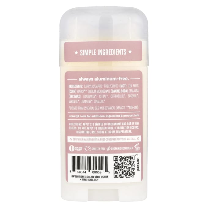 Humble Brands, Déodorant sans aluminium, Rose marocaine, 2,5 oz (70 g) white