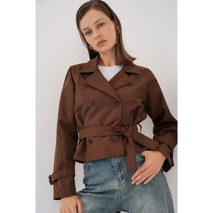 Korte Bouwde Trenchcoat