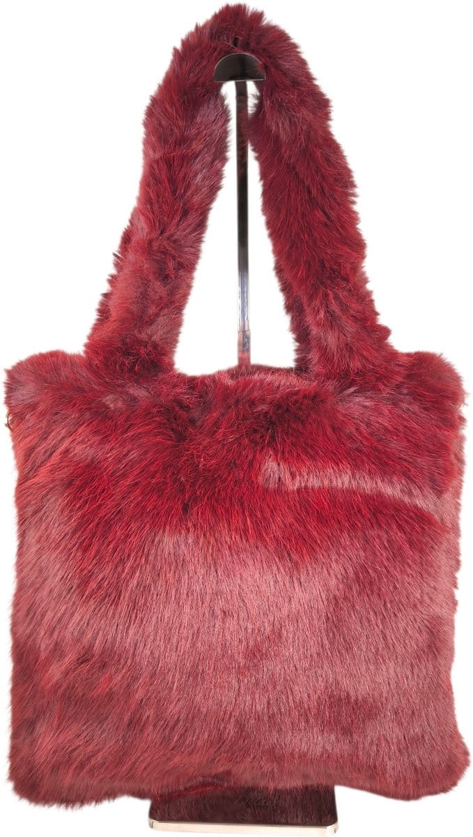 Qischa - schoudertas - hobo tas - fluffy - lange draagriem - brodeaux
