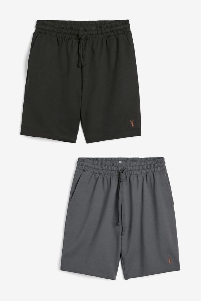 Next - Heren - Set van 2 loopback joggingshorts - Zwart