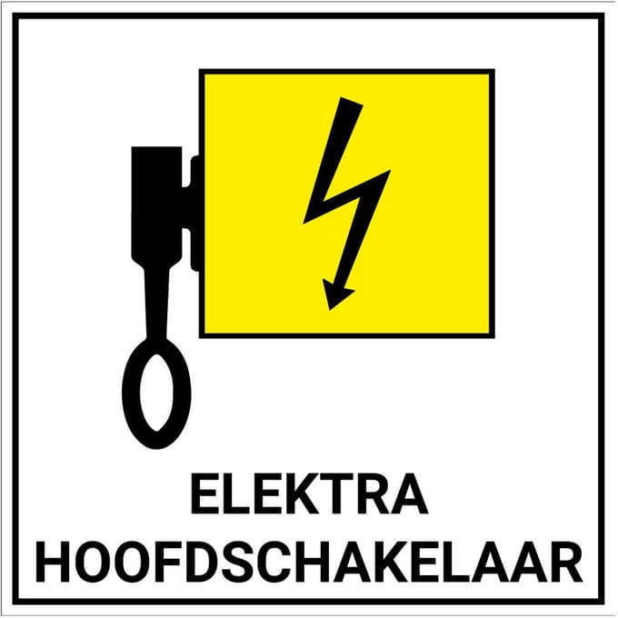 Elektra hoofdschakelaar sticker 100 x 100 mm