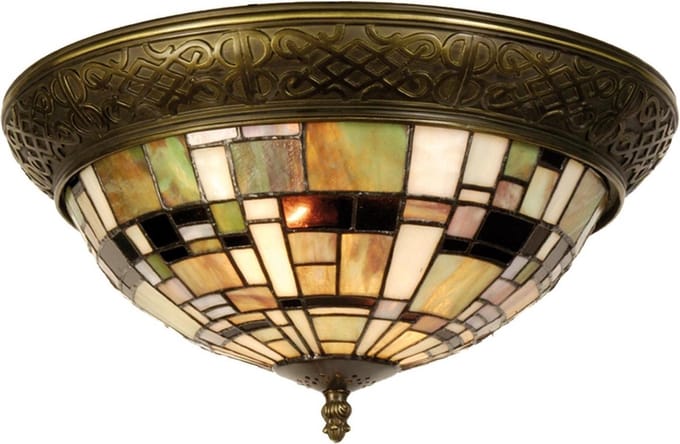 Lumilamp Plafondlamp Tiffany Ø 38x19 cm Groen Bruin Kunststof