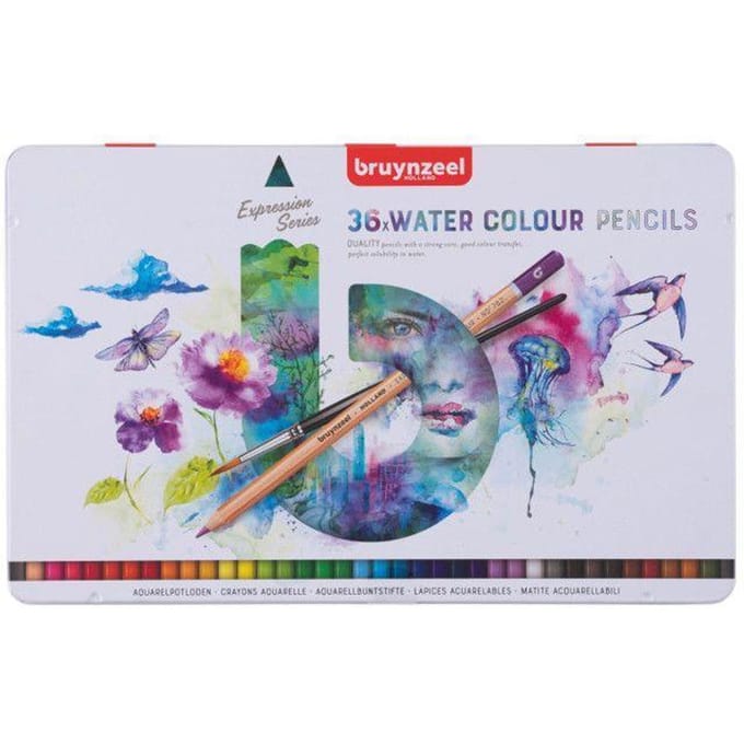 Aquarelkrijtjes - BRUYNZEEL - Expression - Doos van 36 - Zeshoekig - Stift 2,9 mm