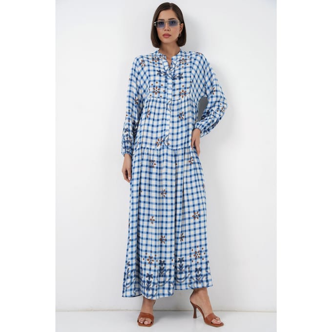 Geprinte V-hals Maxi-jurk