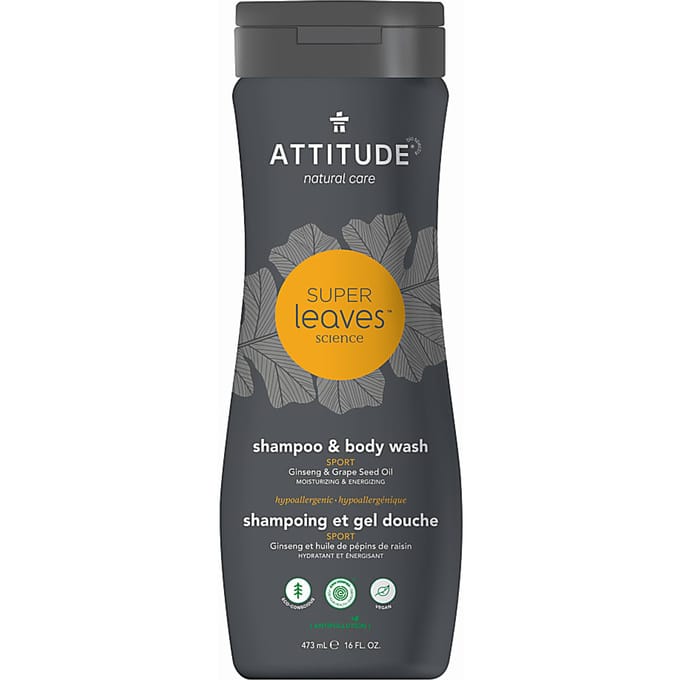 Attitude Super Leaves Shampoo & Douchegel voor Mannen - 2 in 1 Sport