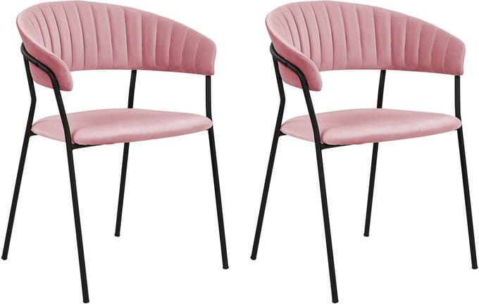 MARIPOSA - Eetkamerstoel set van 2 - Roze - Fluweel