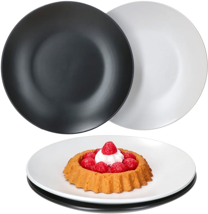 Set van 4 gebaksbordjes Nero Bianco wit & zwart