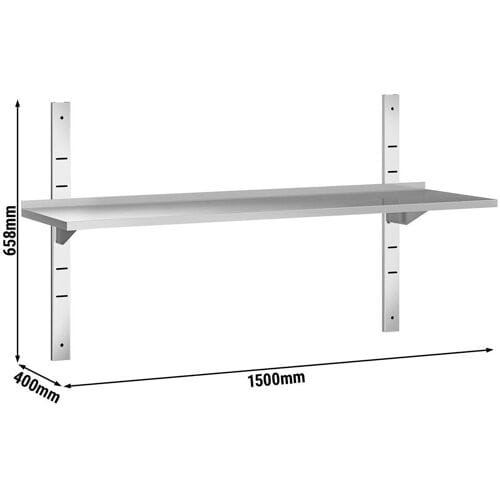 GGM Gastro Wandborde PREMIUM - 1500x400mm - mit 1 Etage Zilver