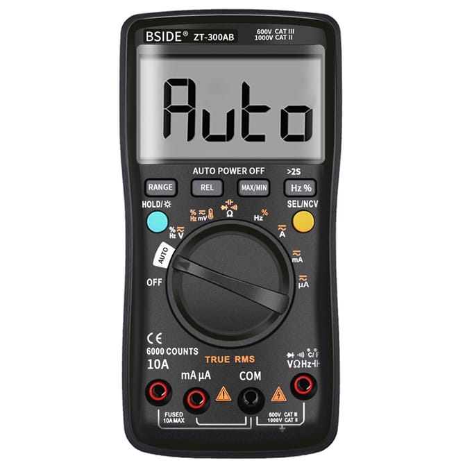 BSIDE-multimeter Automatisch/handmatig bereik Digitale universele meter 6000 tellingen LCD-scherm True RMS Smart zwart