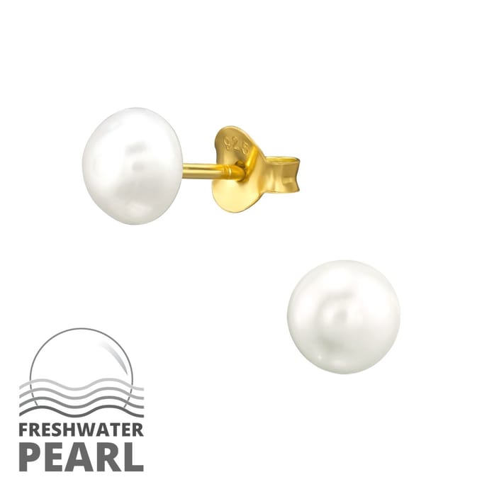 Montebello Oorbellen Danielle Gold - 925 Zilver Verguld - Parel - ∅6mm
