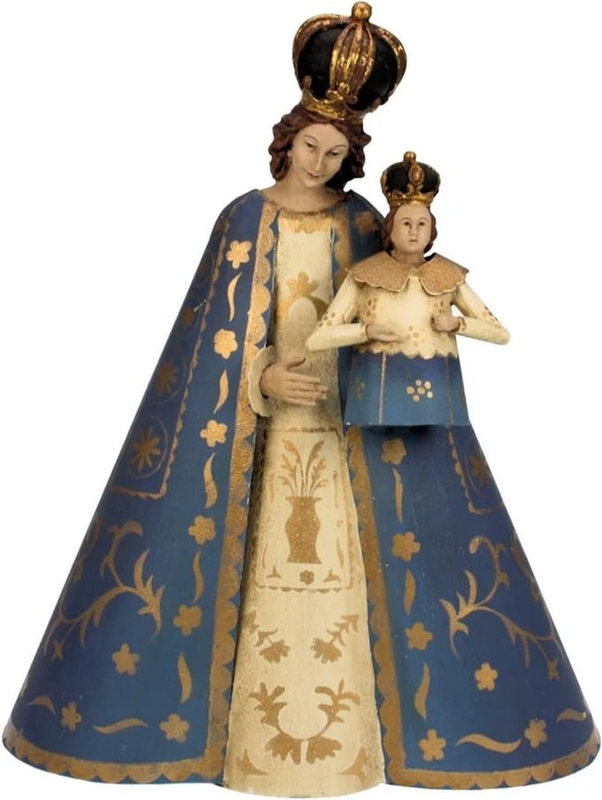 Madonna met kind blauw/creme 29x13,5x34cm