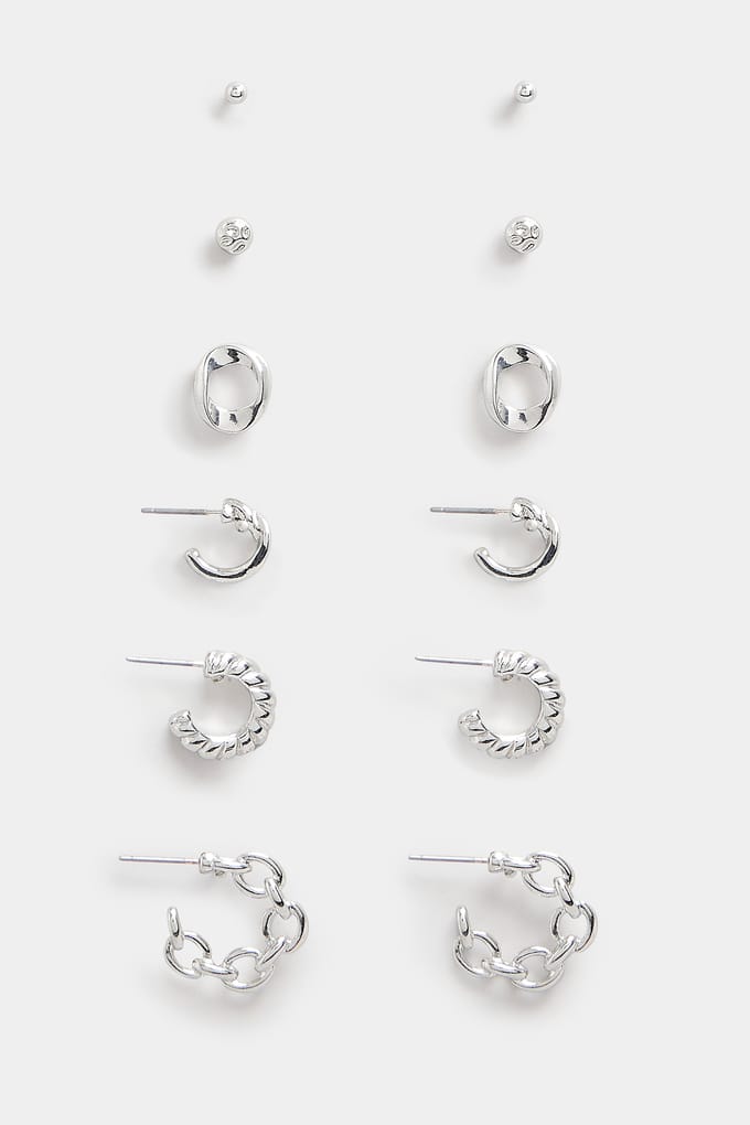 Yours Set Van 6 Paar Minioorringen & Oorknopjes In Zilversize One Size