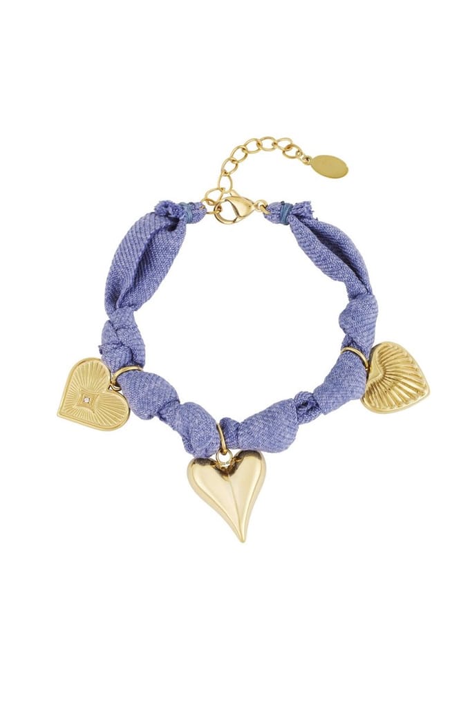 Armband kleur bliss hart- blauw- goudkleur